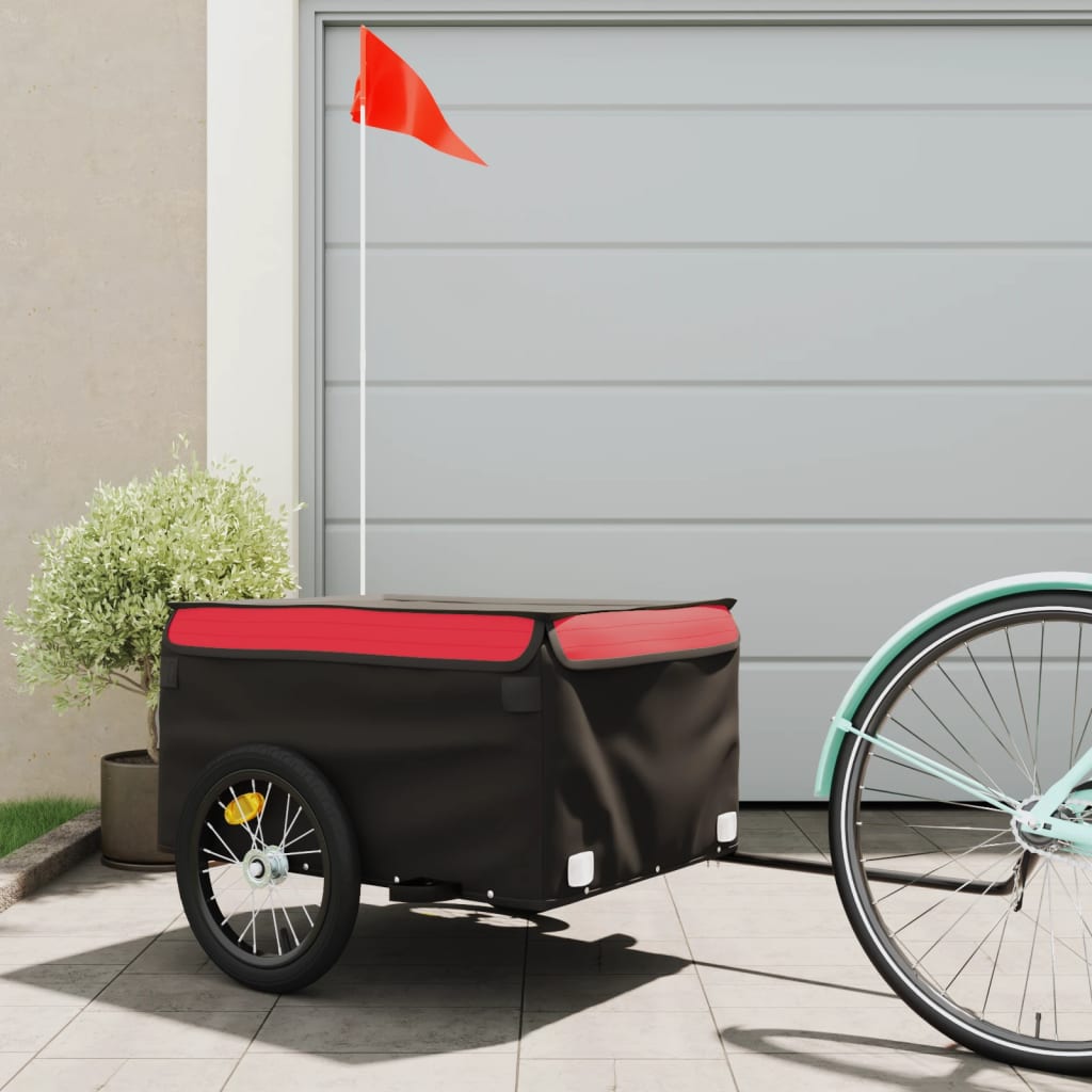 vidaXL Przyczepka rowerowa, czarno-czerwona, 45 kg, żelazo