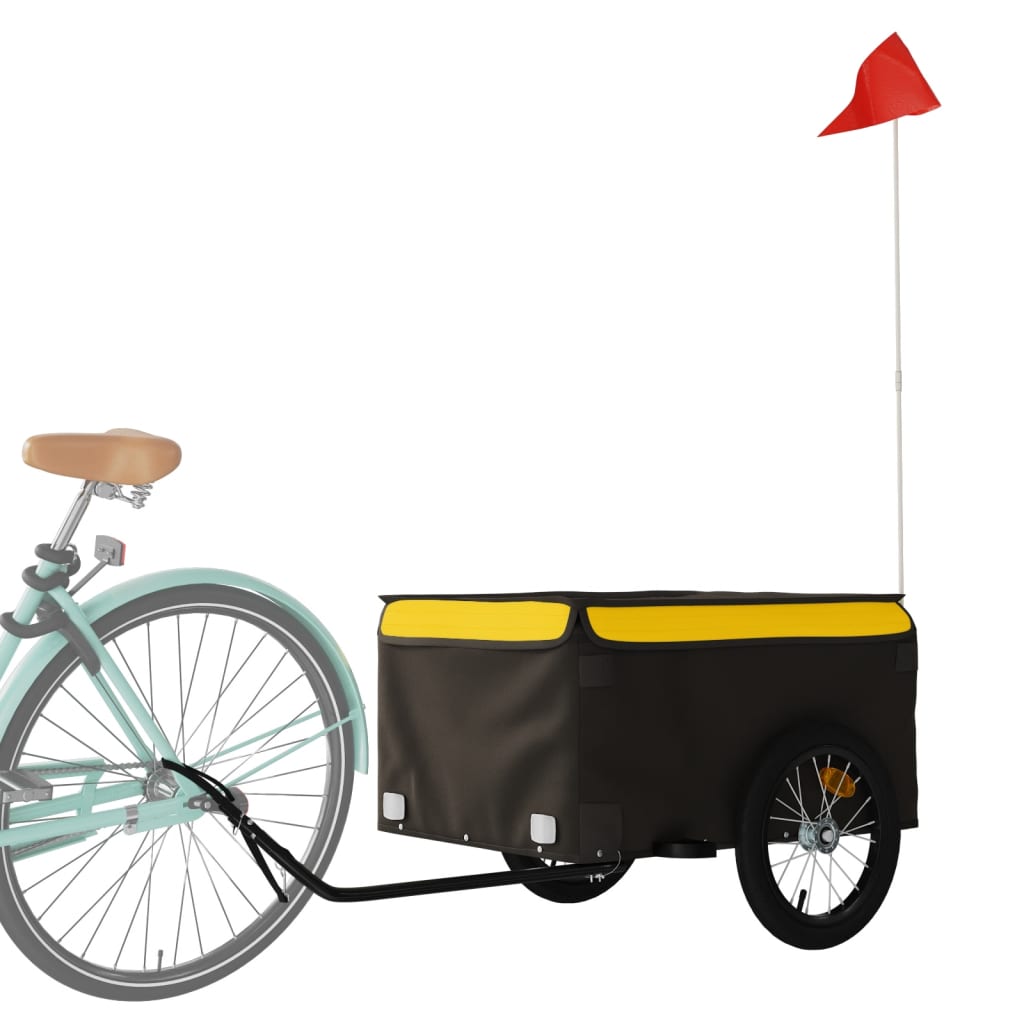 vidaXL Przyczepka rowerowa, czarno-żółta, 45 kg, żelazo
