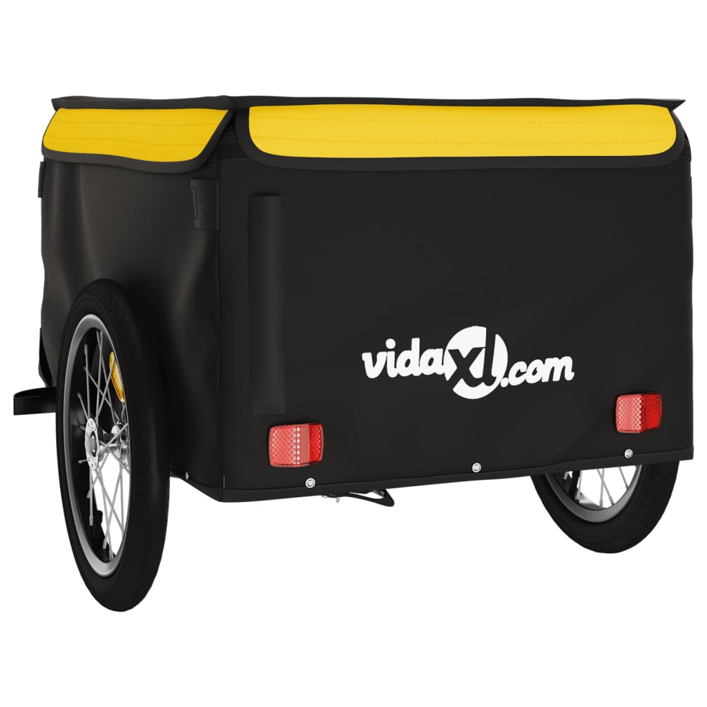 vidaXL Przyczepka rowerowa, czarno-żółta, 45 kg, żelazo