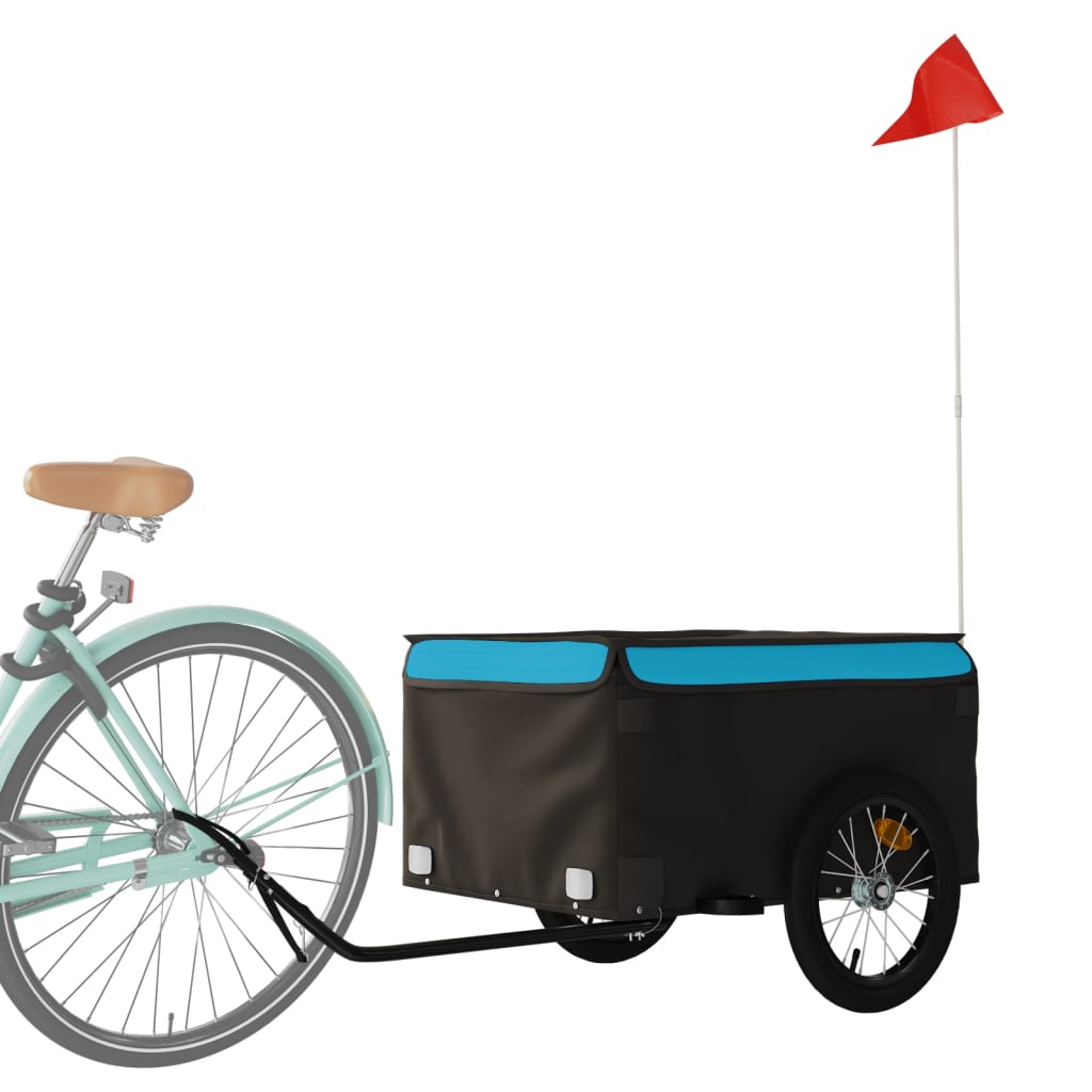 vidaXL Przyczepka rowerowa, czarno-niebieska, 45 kg, żelazo