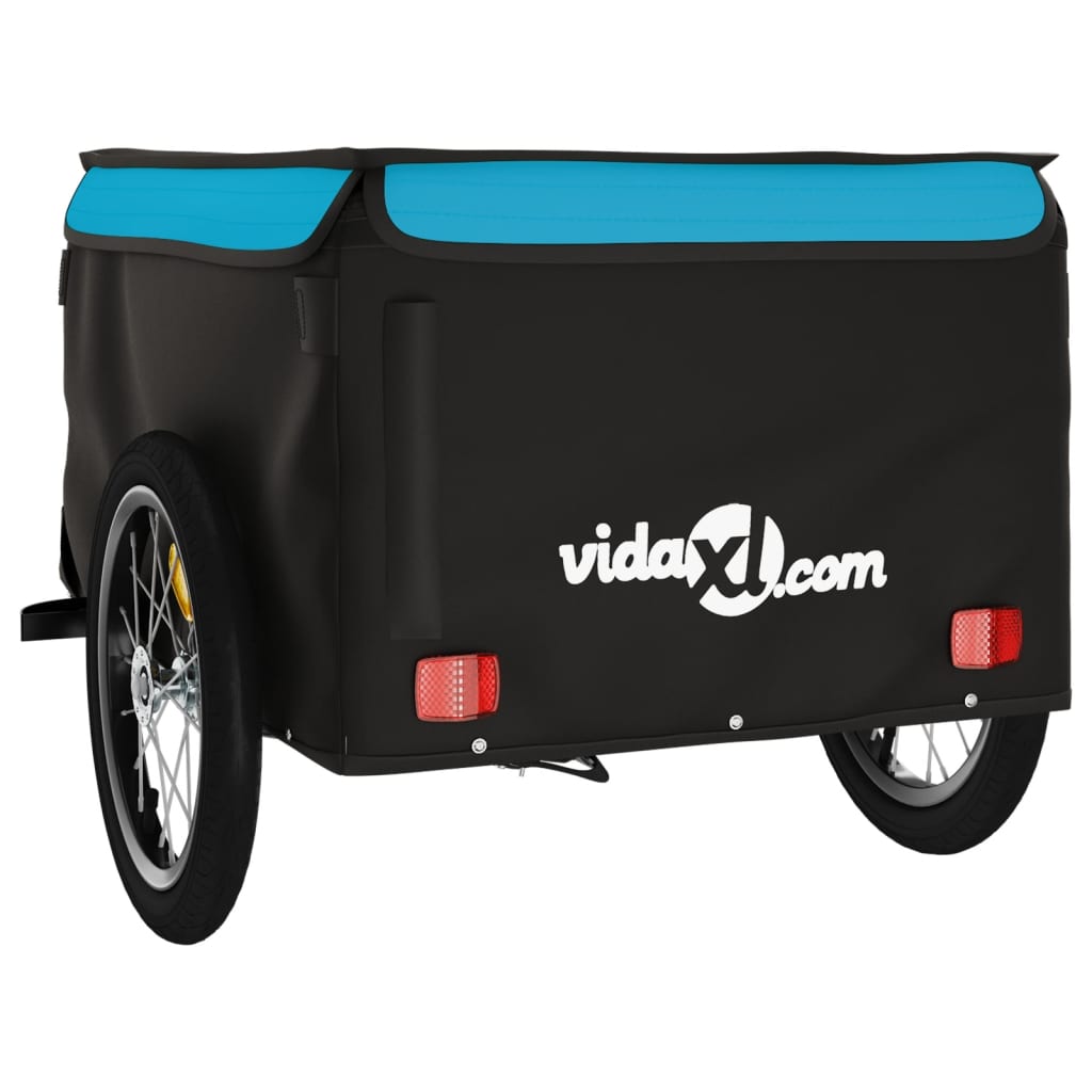 vidaXL Przyczepka rowerowa, czarno-niebieska, 45 kg, żelazo