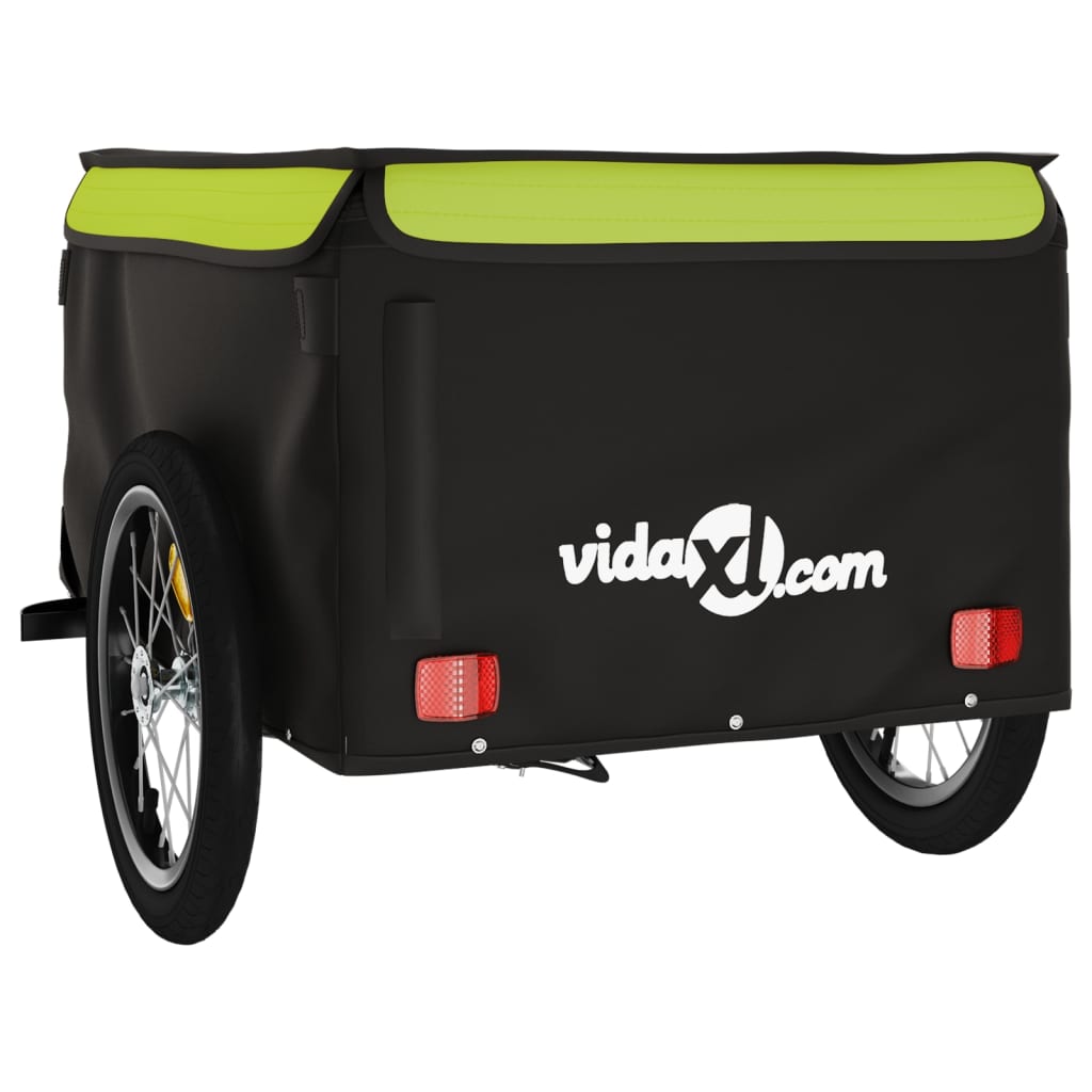 vidaXL Przyczepka rowerowa, czarno-zielona, 45 kg, żelazo