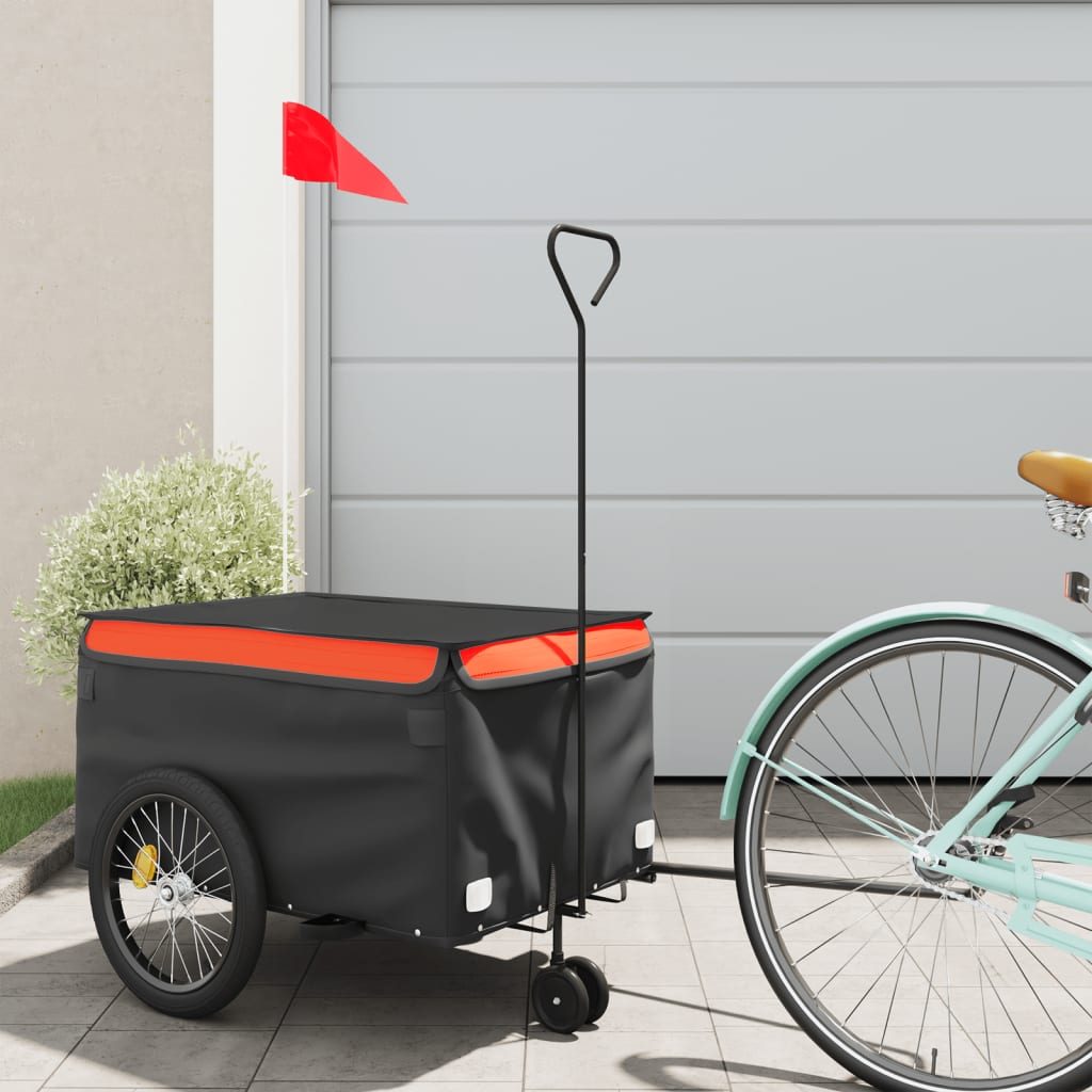 vidaXL Przyczepka rowerowa, czarno-pomarańczowa, 30 kg, żelazo