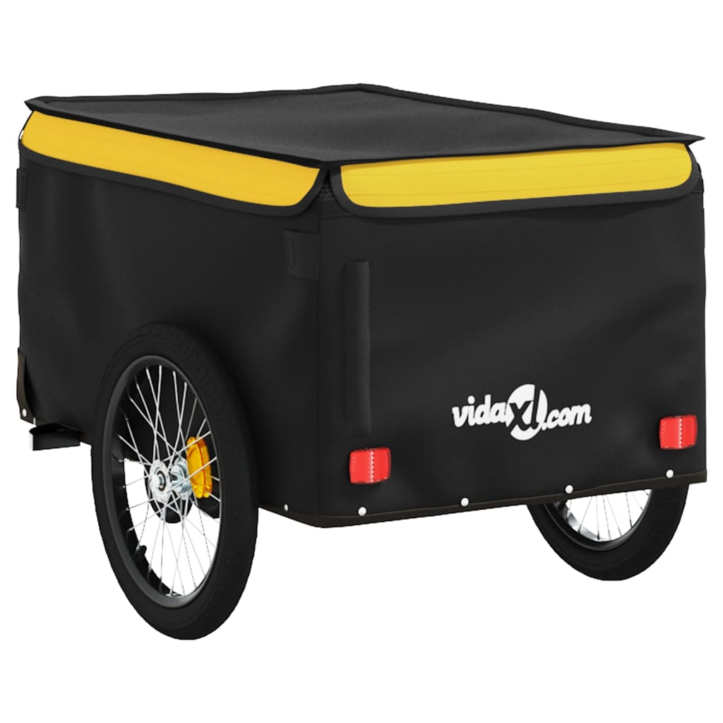 vidaXL Przyczepka rowerowa, czarno-żółta, 30 kg, żelazo