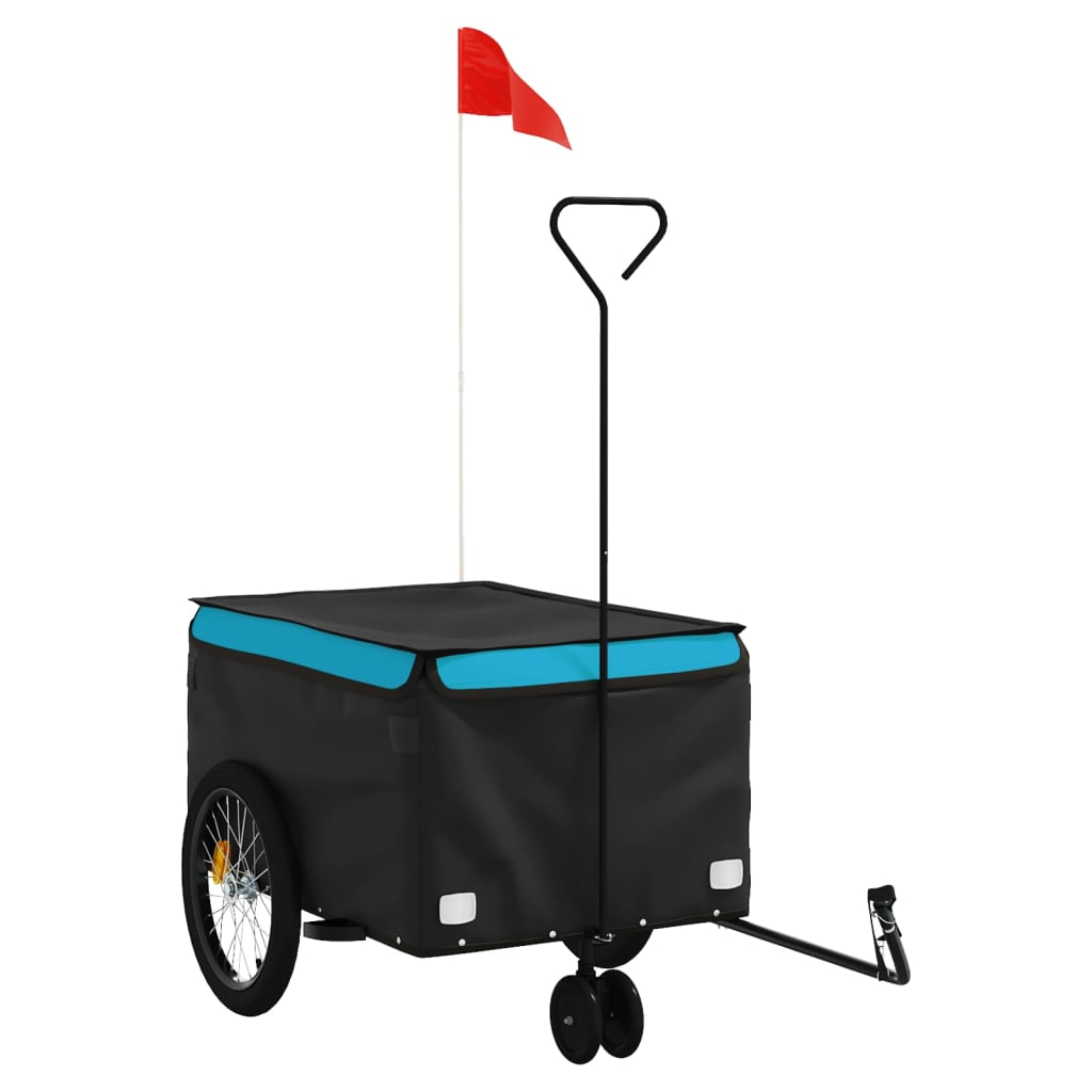 vidaXL Przyczepka rowerowa, czarno-niebieska, 30 kg, żelazo