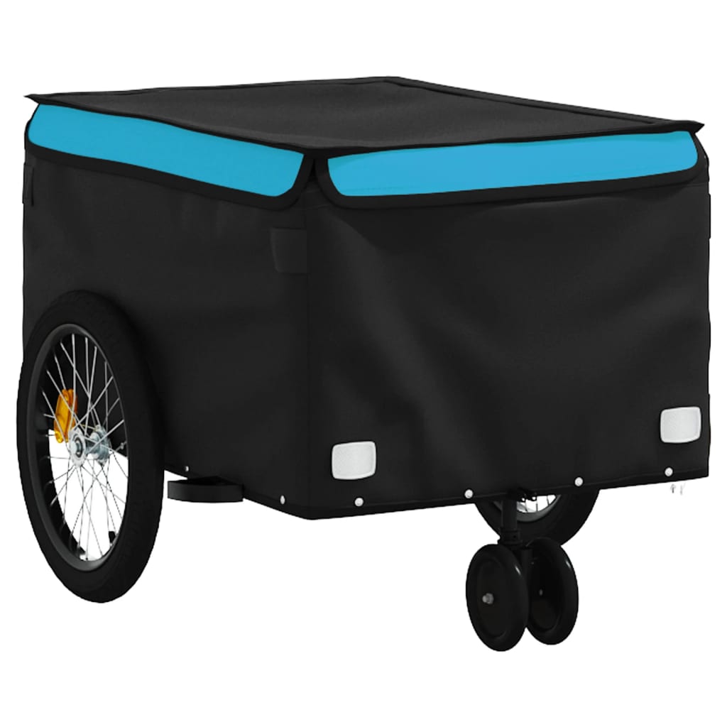 vidaXL Przyczepka rowerowa, czarno-niebieska, 30 kg, żelazo