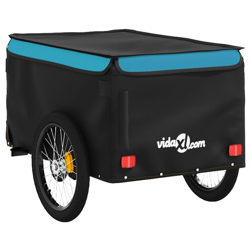 vidaXL Przyczepka rowerowa, czarno-niebieska, 30 kg, żelazo