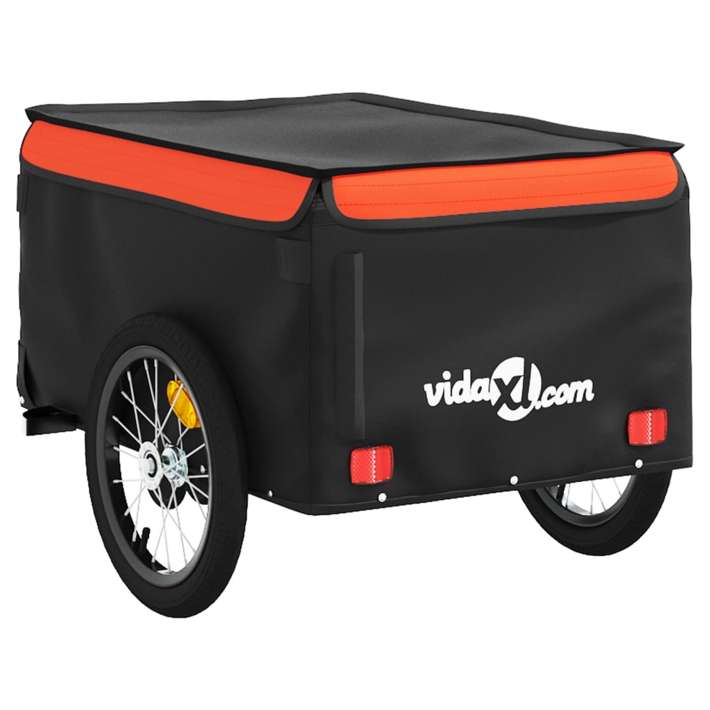 vidaXL Przyczepka rowerowa, czarno-pomarańczowa, 45 kg, żelazo