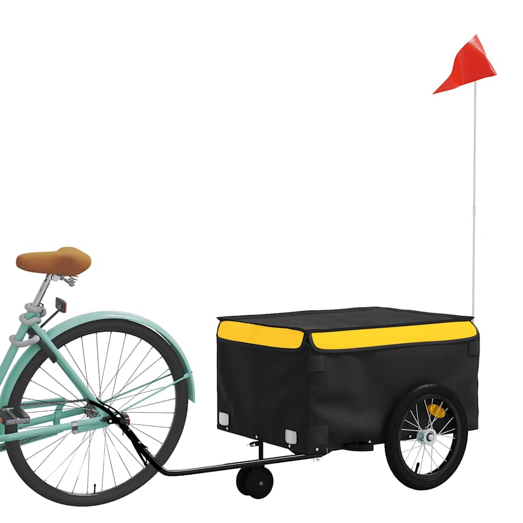 vidaXL Przyczepka rowerowa, czarno-żółta, 45 kg, żelazo