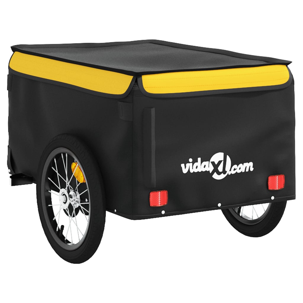 vidaXL Przyczepka rowerowa, czarno-żółta, 45 kg, żelazo