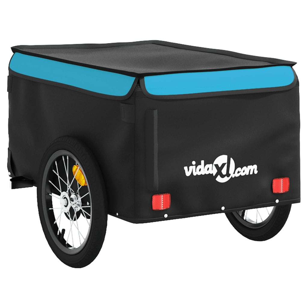 vidaXL Przyczepka rowerowa, czarno-niebieska, 45 kg, żelazo