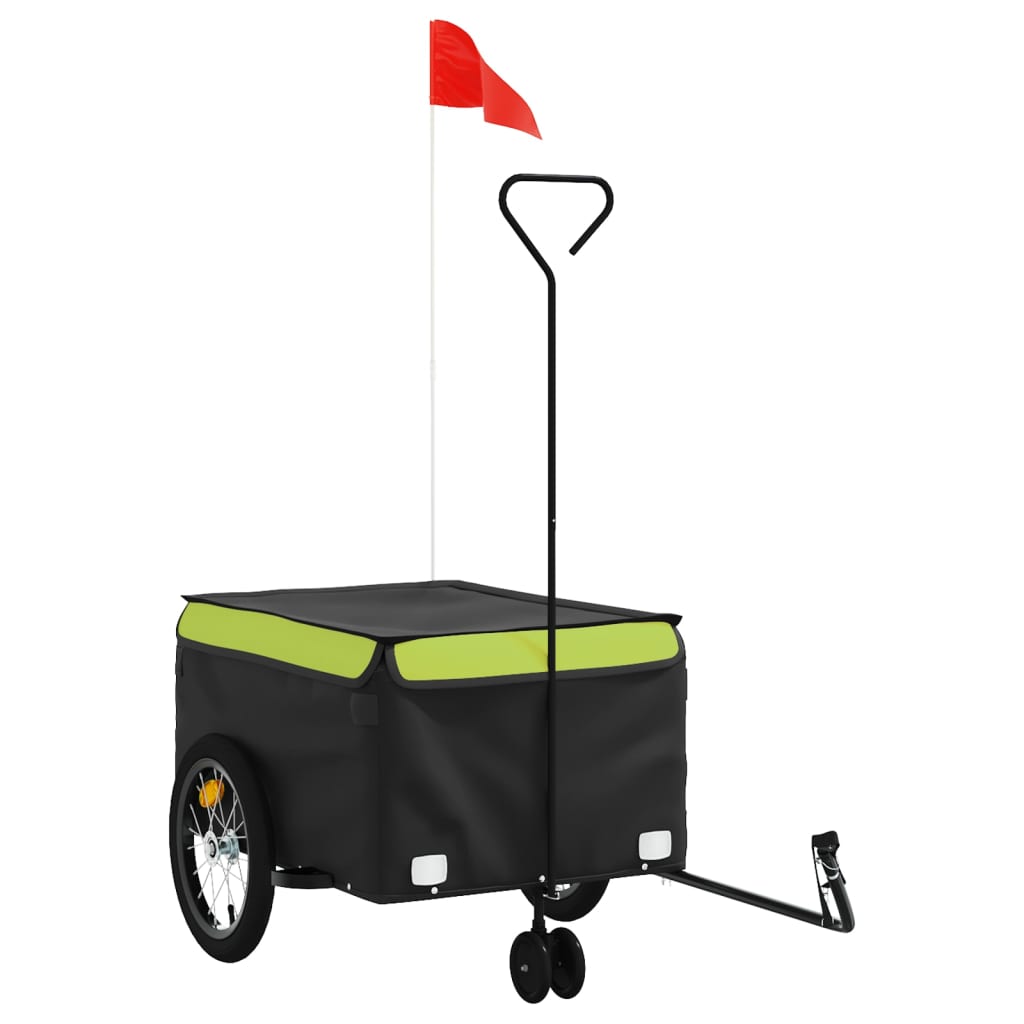 vidaXL Przyczepka rowerowa, czarno-zielona, 45 kg, żelazo