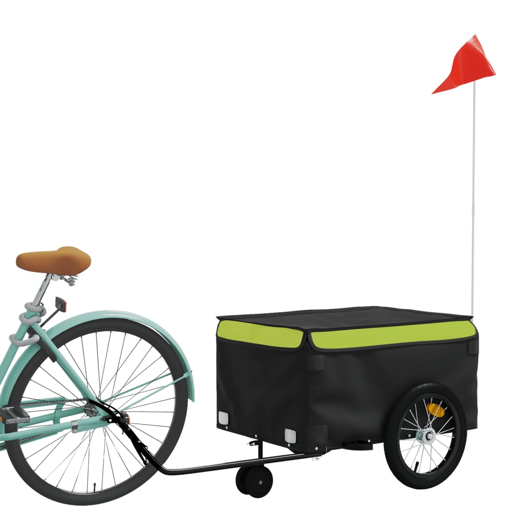 vidaXL Przyczepka rowerowa, czarno-zielona, 45 kg, żelazo