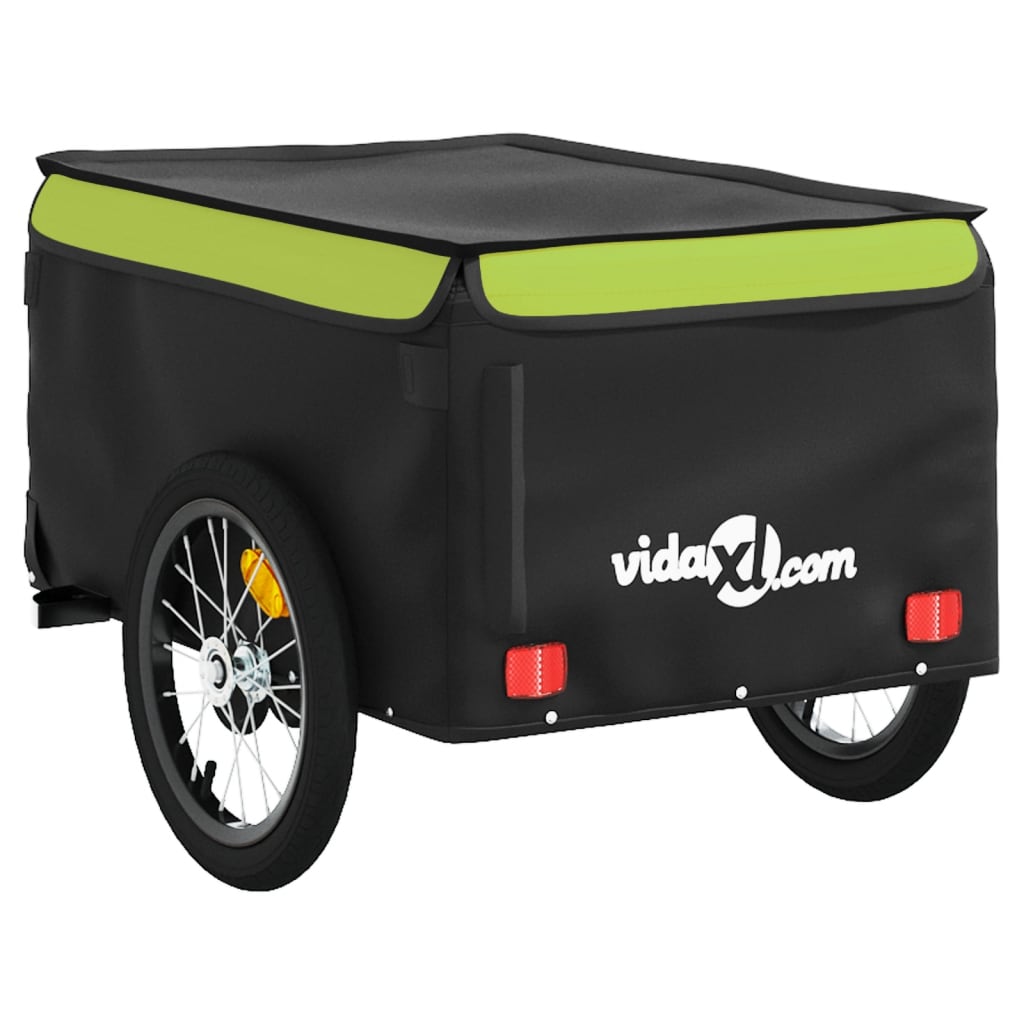 vidaXL Przyczepka rowerowa, czarno-zielona, 45 kg, żelazo