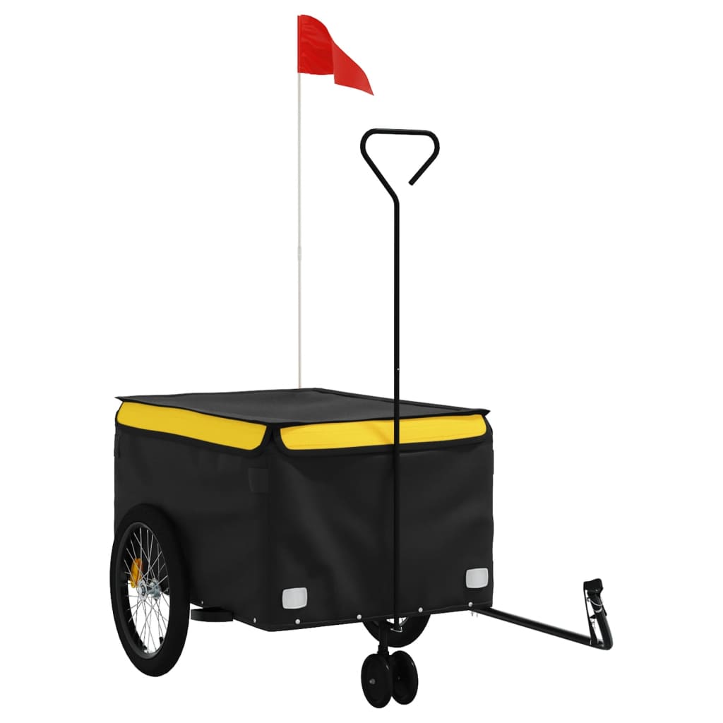 vidaXL Przyczepka rowerowa, czarno-żółta, 45 kg, żelazo
