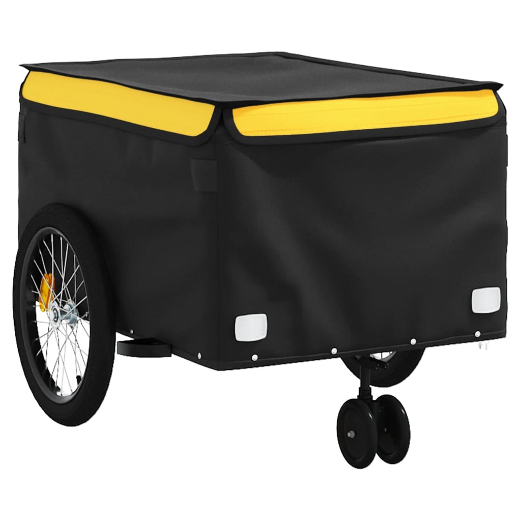 vidaXL Przyczepka rowerowa, czarno-żółta, 45 kg, żelazo