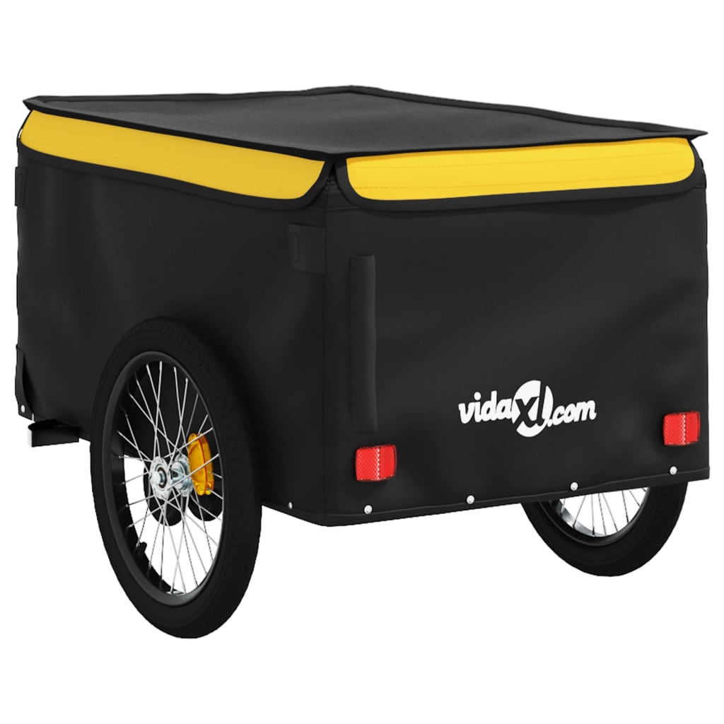 vidaXL Przyczepka rowerowa, czarno-żółta, 45 kg, żelazo