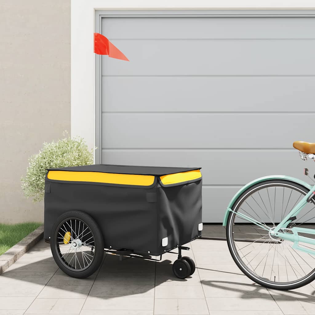 vidaXL Przyczepka rowerowa, czarno-żółta, 45 kg, żelazo