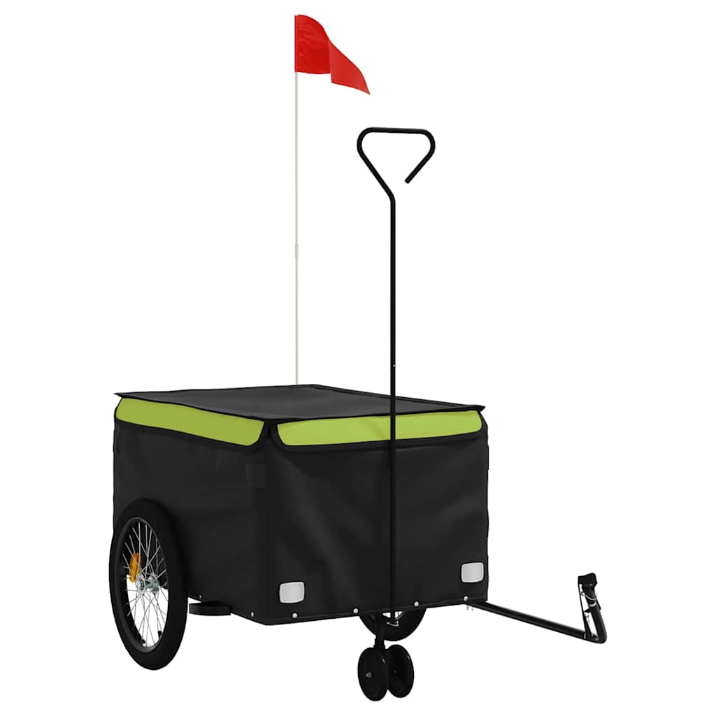 vidaXL Przyczepka rowerowa, czarno-zielona, 45 kg, żelazo