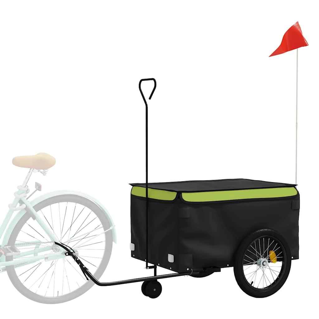 vidaXL Przyczepka rowerowa, czarno-zielona, 45 kg, żelazo