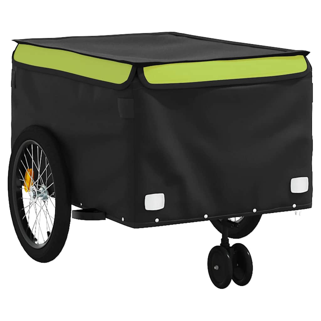 vidaXL Przyczepka rowerowa, czarno-zielona, 45 kg, żelazo