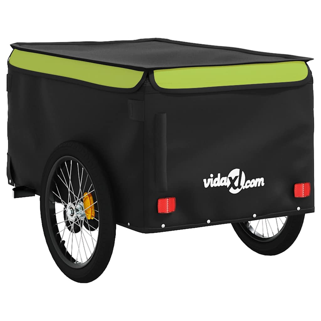 vidaXL Przyczepka rowerowa, czarno-zielona, 45 kg, żelazo