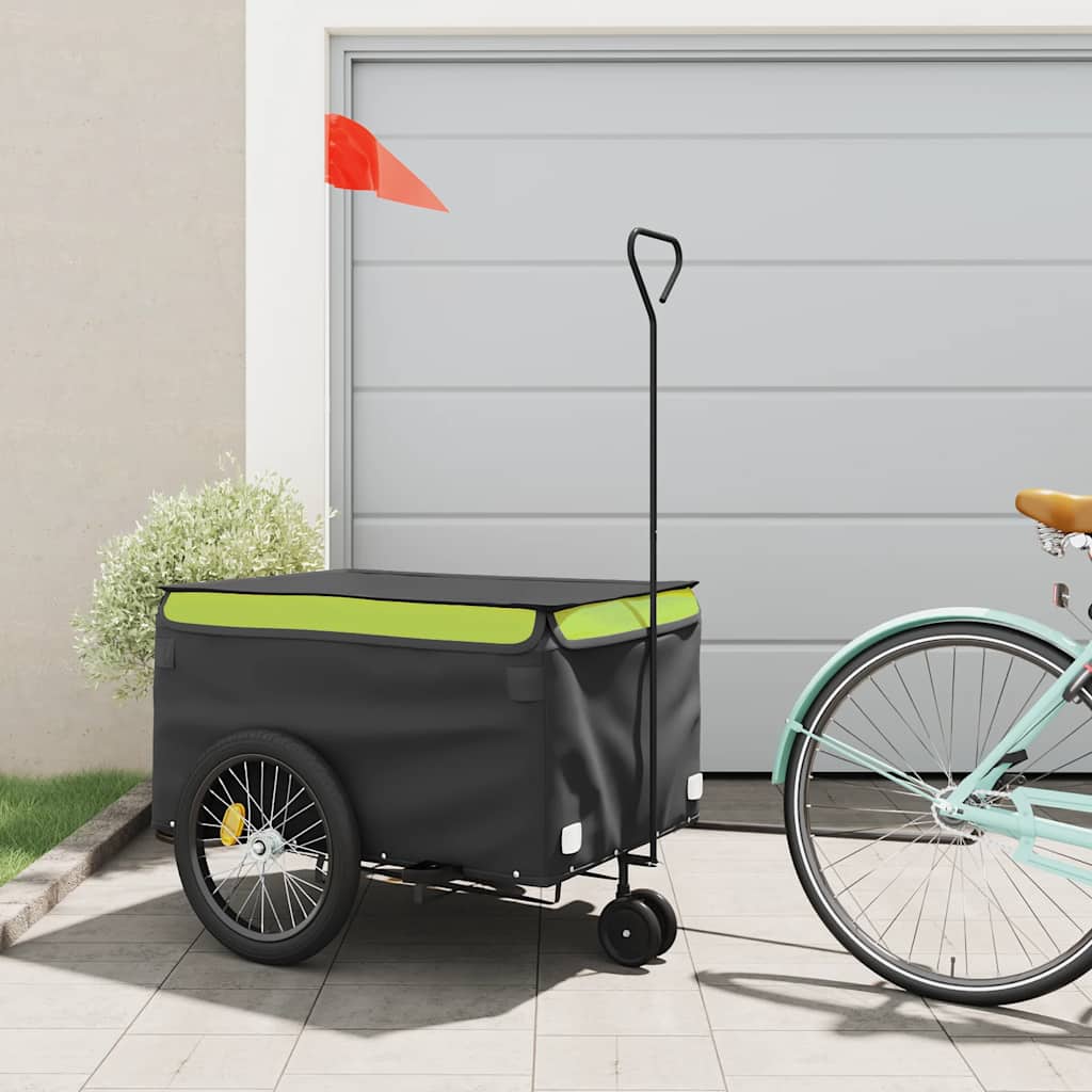 vidaXL Przyczepka rowerowa, czarno-zielona, 45 kg, żelazo
