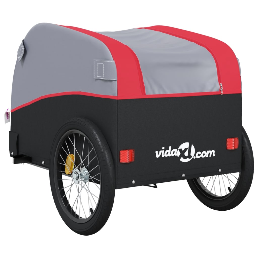 vidaXL Przyczepka rowerowa, czarno-czerwona, 30 kg, żelazo