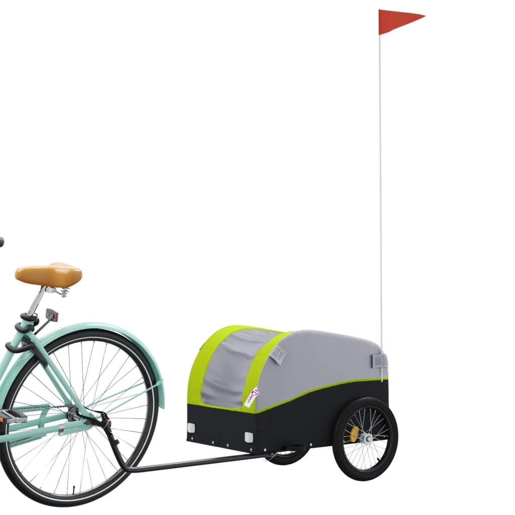 vidaXL Przyczepka rowerowa, czarno-zielona, 30 kg, żelazo