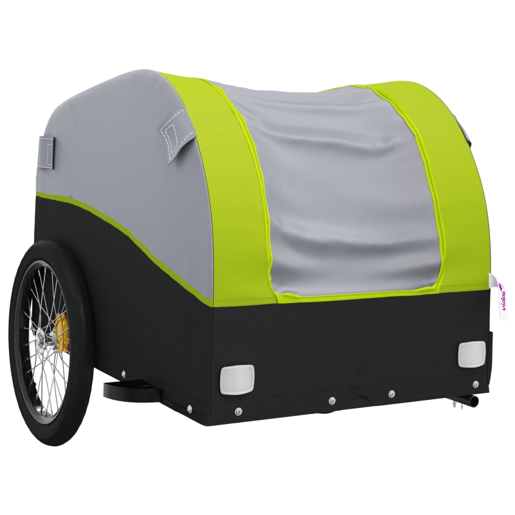 vidaXL Przyczepka rowerowa, czarno-zielona, 30 kg, żelazo