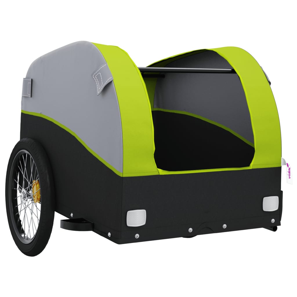 vidaXL Przyczepka rowerowa, czarno-zielona, 30 kg, żelazo