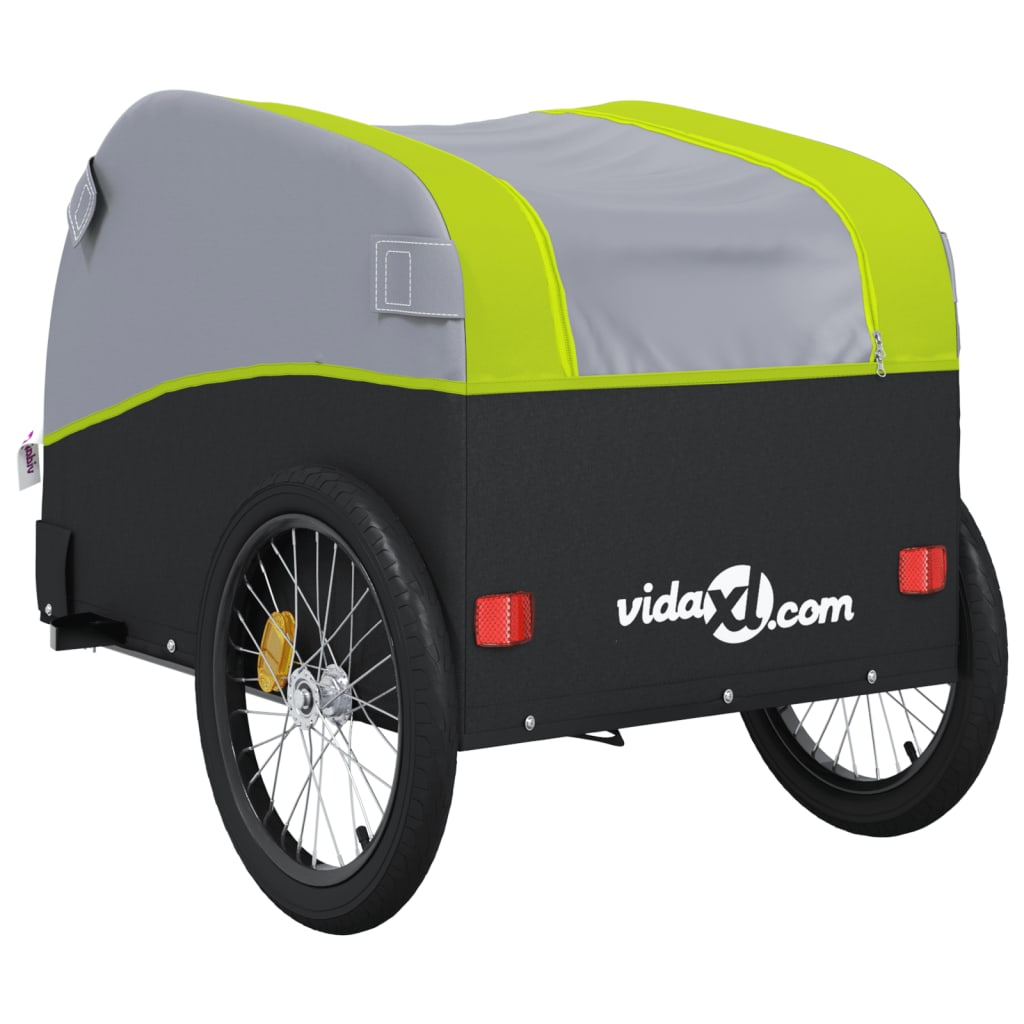 vidaXL Przyczepka rowerowa, czarno-zielona, 30 kg, żelazo