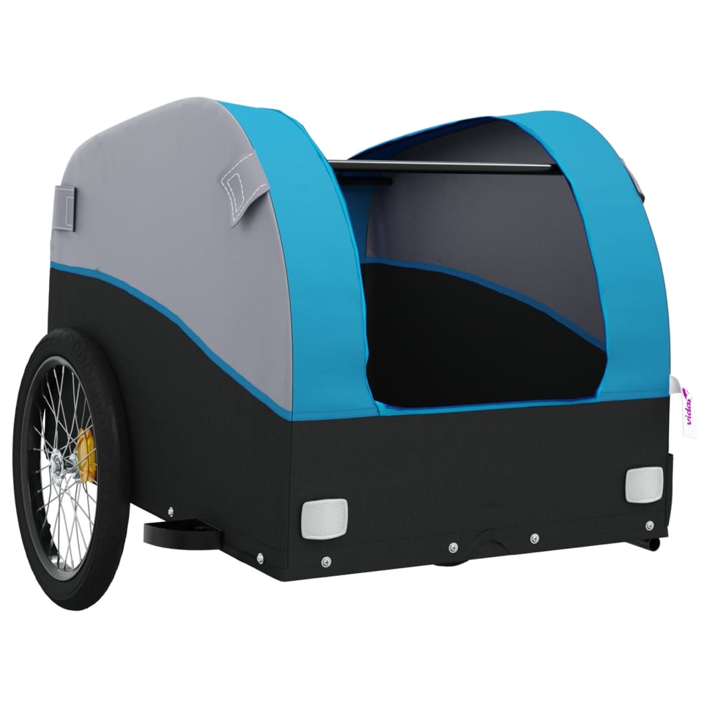 vidaXL Przyczepka rowerowa, czarno-niebieska, 45 kg, żelazo