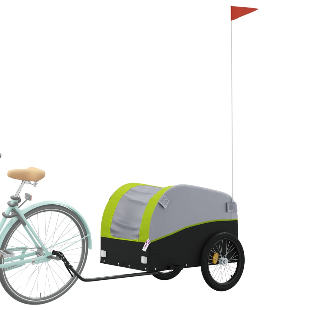 vidaXL Przyczepka rowerowa, czarno-zielona, 45 kg, żelazo