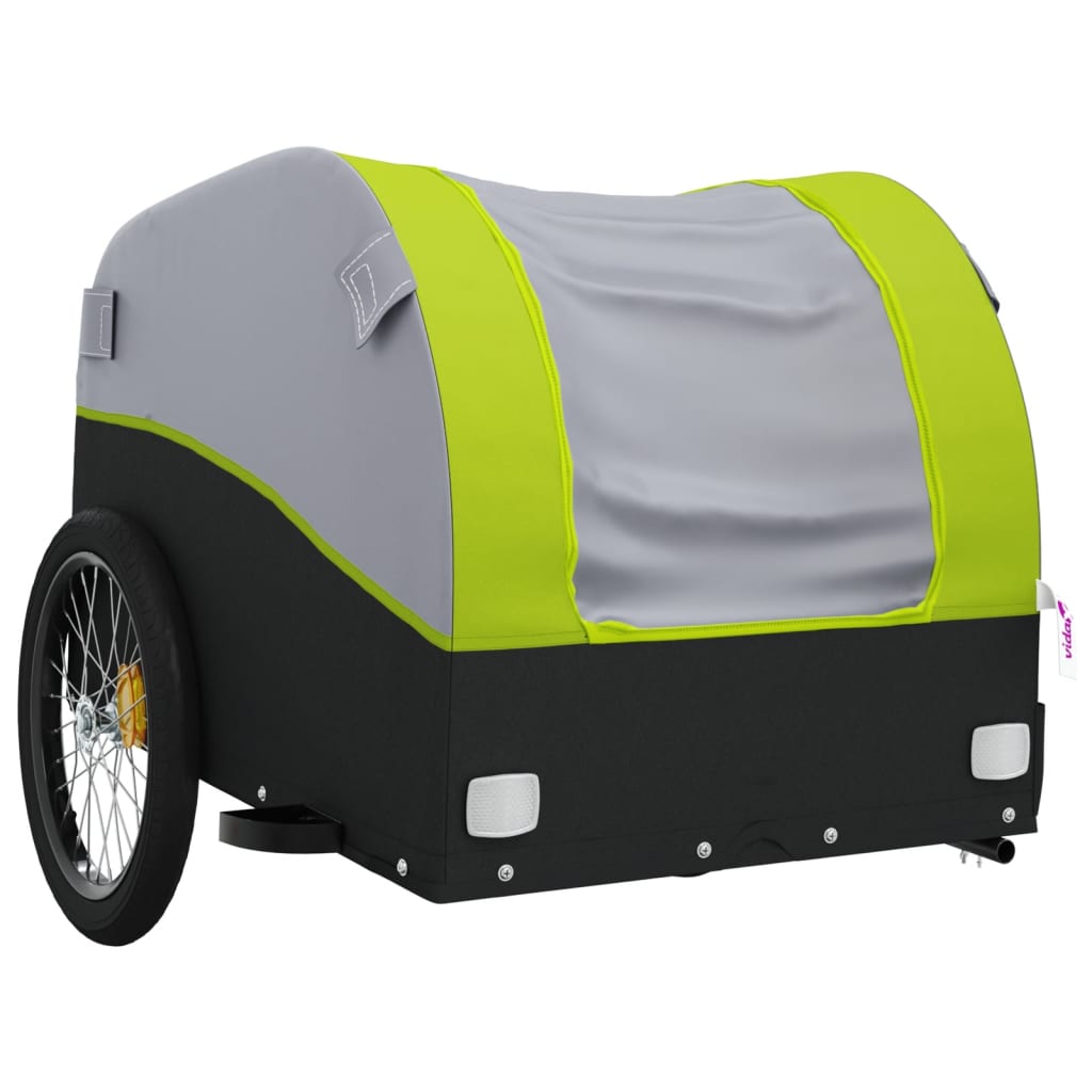vidaXL Przyczepka rowerowa, czarno-zielona, 45 kg, żelazo