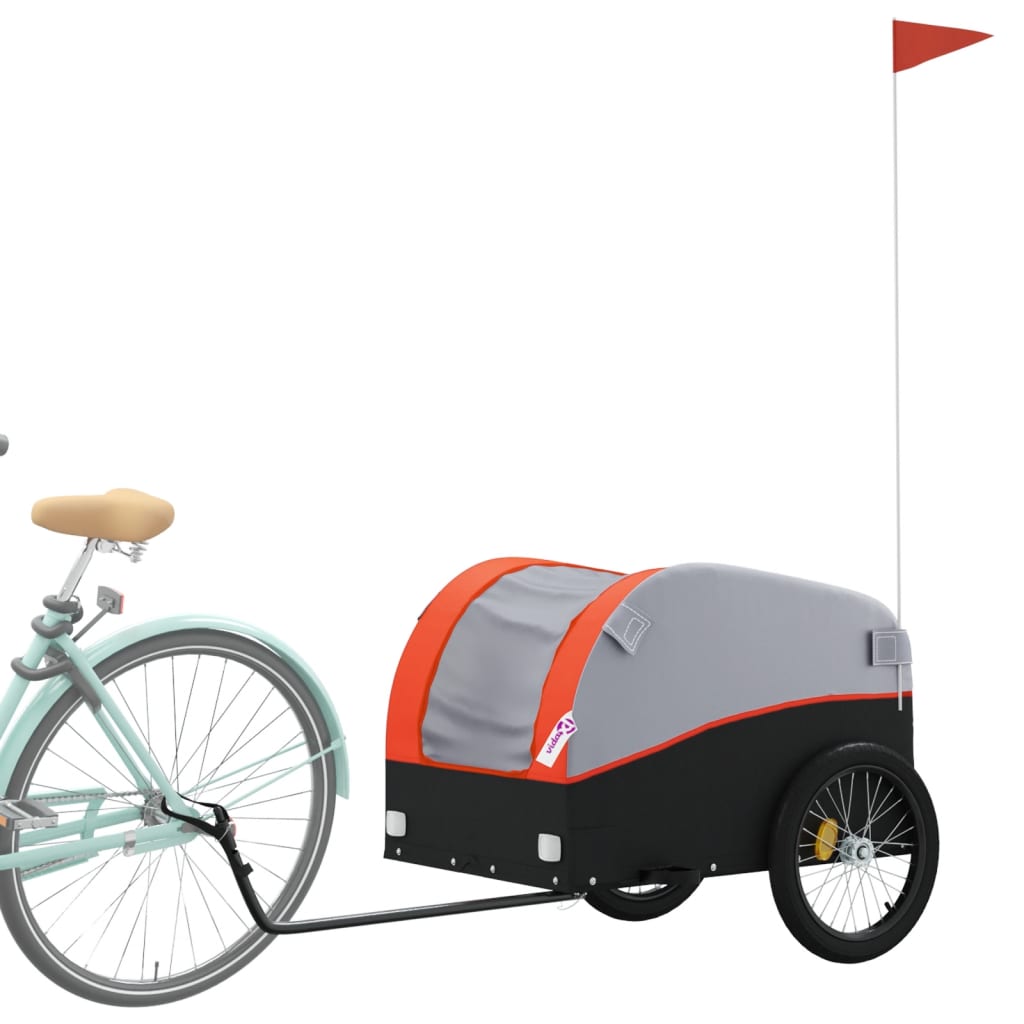 vidaXL Przyczepka rowerowa, czarno-pomarańczowa, 45 kg, żelazo