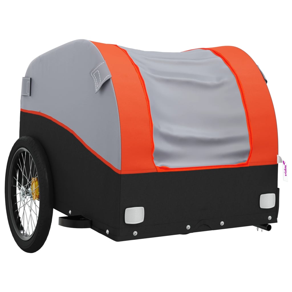 vidaXL Przyczepka rowerowa, czarno-pomarańczowa, 45 kg, żelazo
