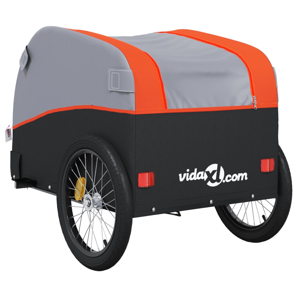vidaXL Przyczepka rowerowa, czarno-pomarańczowa, 45 kg, żelazo