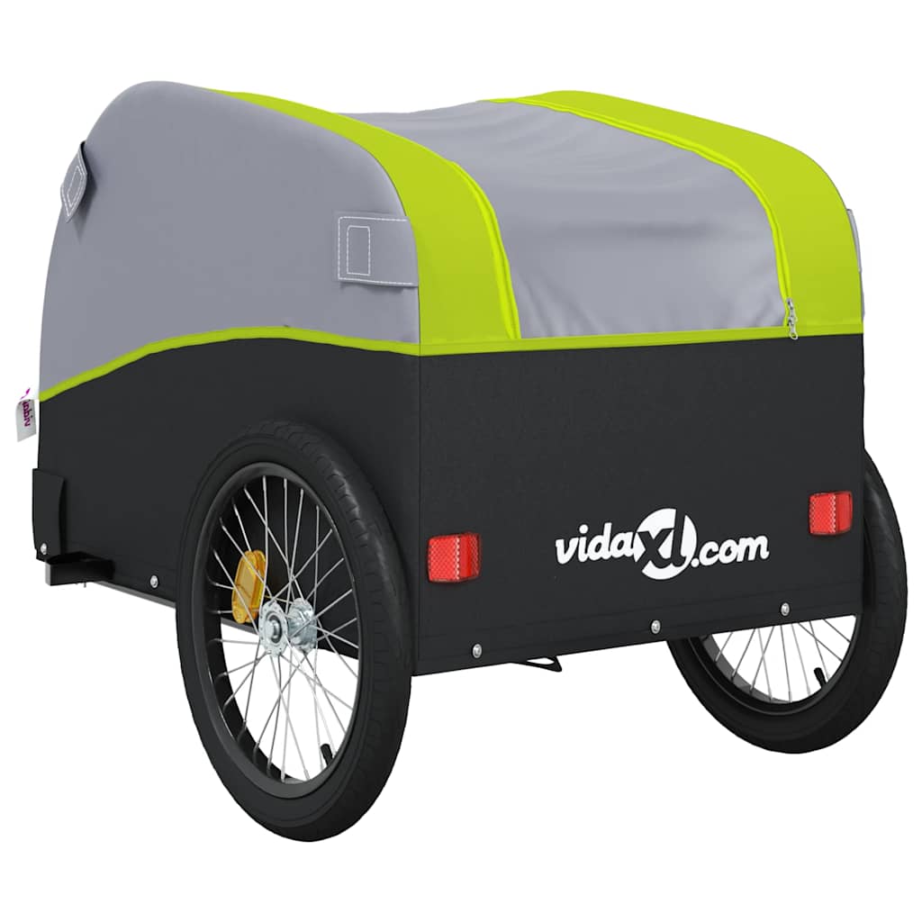 vidaXL Przyczepka rowerowa, czarno-zielona, 45 kg, żelazo