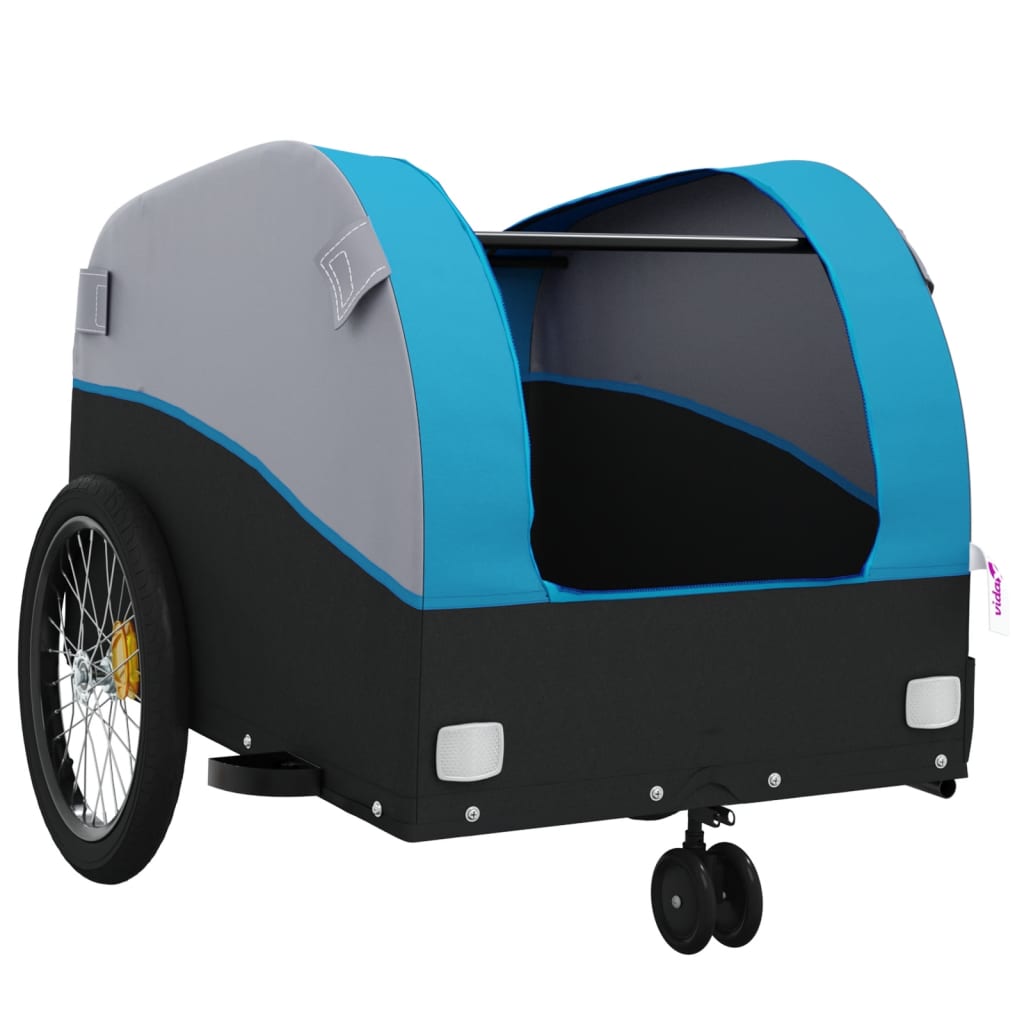 vidaXL Przyczepka rowerowa, czarno-niebieska, 30 kg, żelazo
