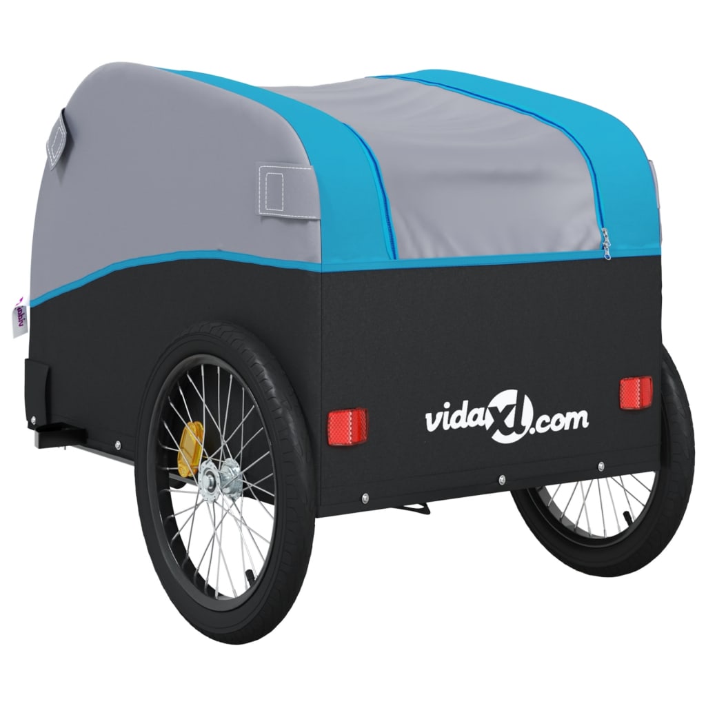 vidaXL Przyczepka rowerowa, czarno-niebieska, 30 kg, żelazo