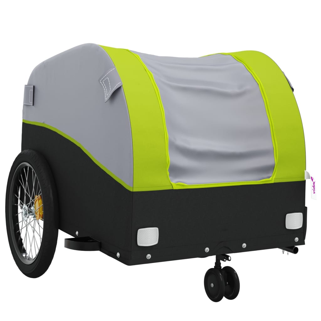 vidaXL Przyczepka rowerowa, czarno-zielona, 30 kg, żelazo