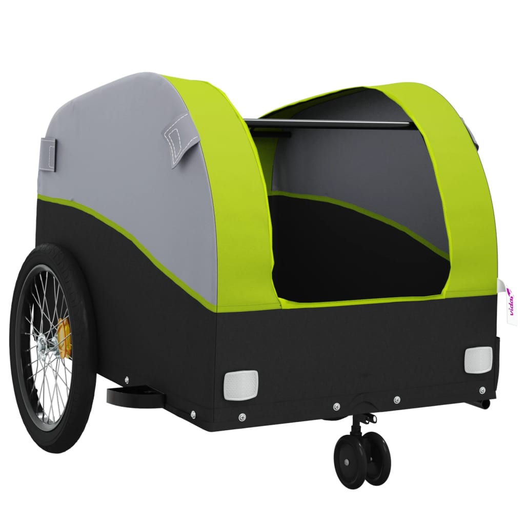 vidaXL Przyczepka rowerowa, czarno-zielona, 30 kg, żelazo