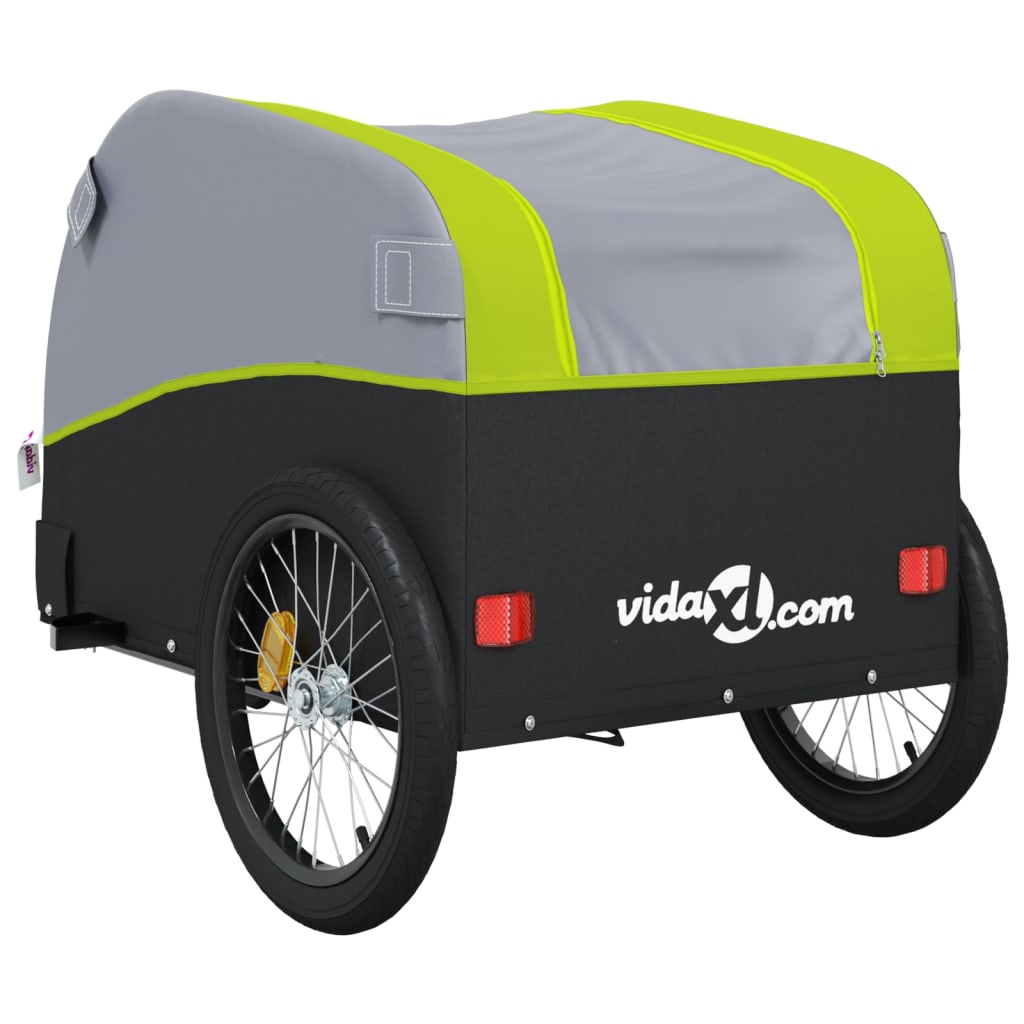 vidaXL Przyczepka rowerowa, czarno-zielona, 30 kg, żelazo