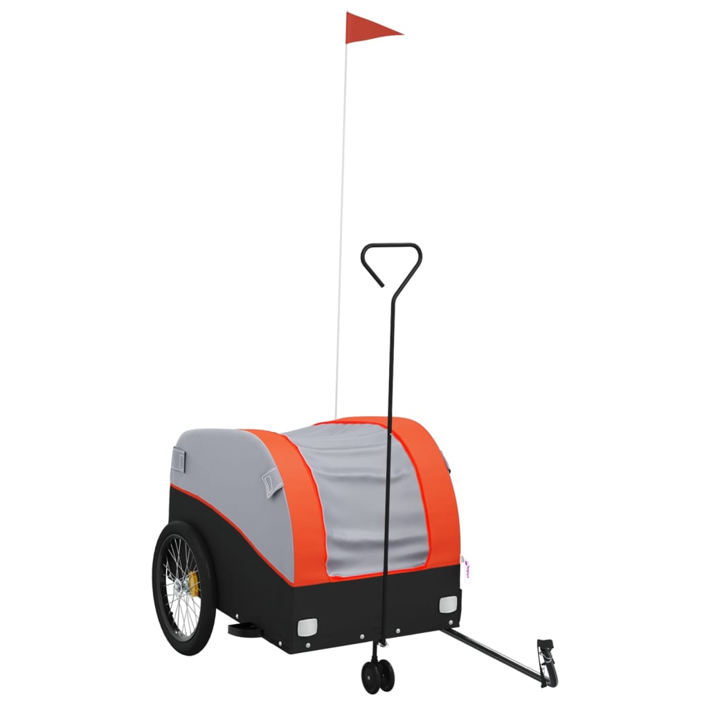 vidaXL Przyczepka rowerowa, czarno-pomarańczowa, 45 kg, żelazo