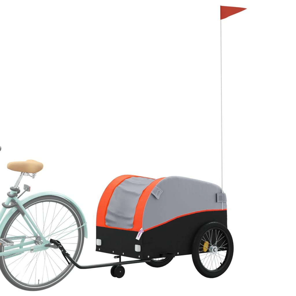 vidaXL Przyczepka rowerowa, czarno-pomarańczowa, 45 kg, żelazo