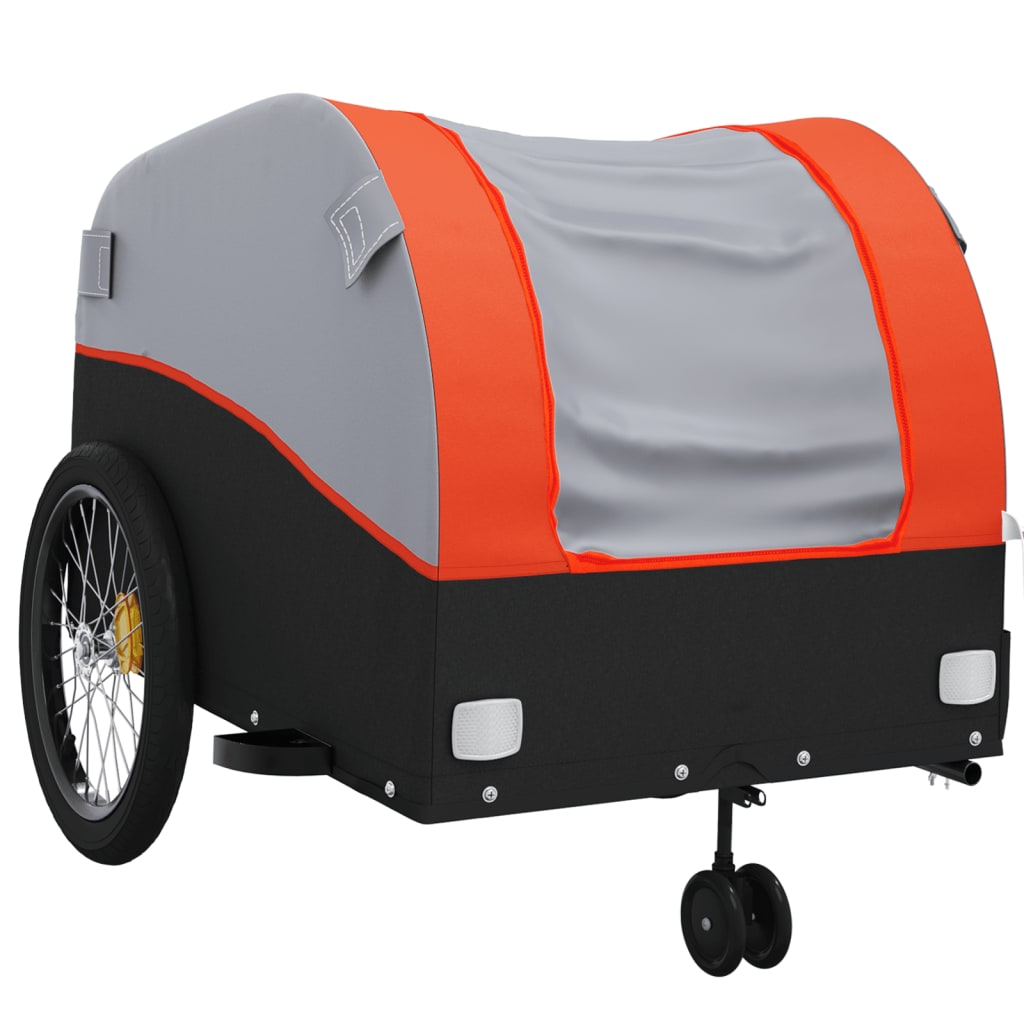 vidaXL Przyczepka rowerowa, czarno-pomarańczowa, 45 kg, żelazo