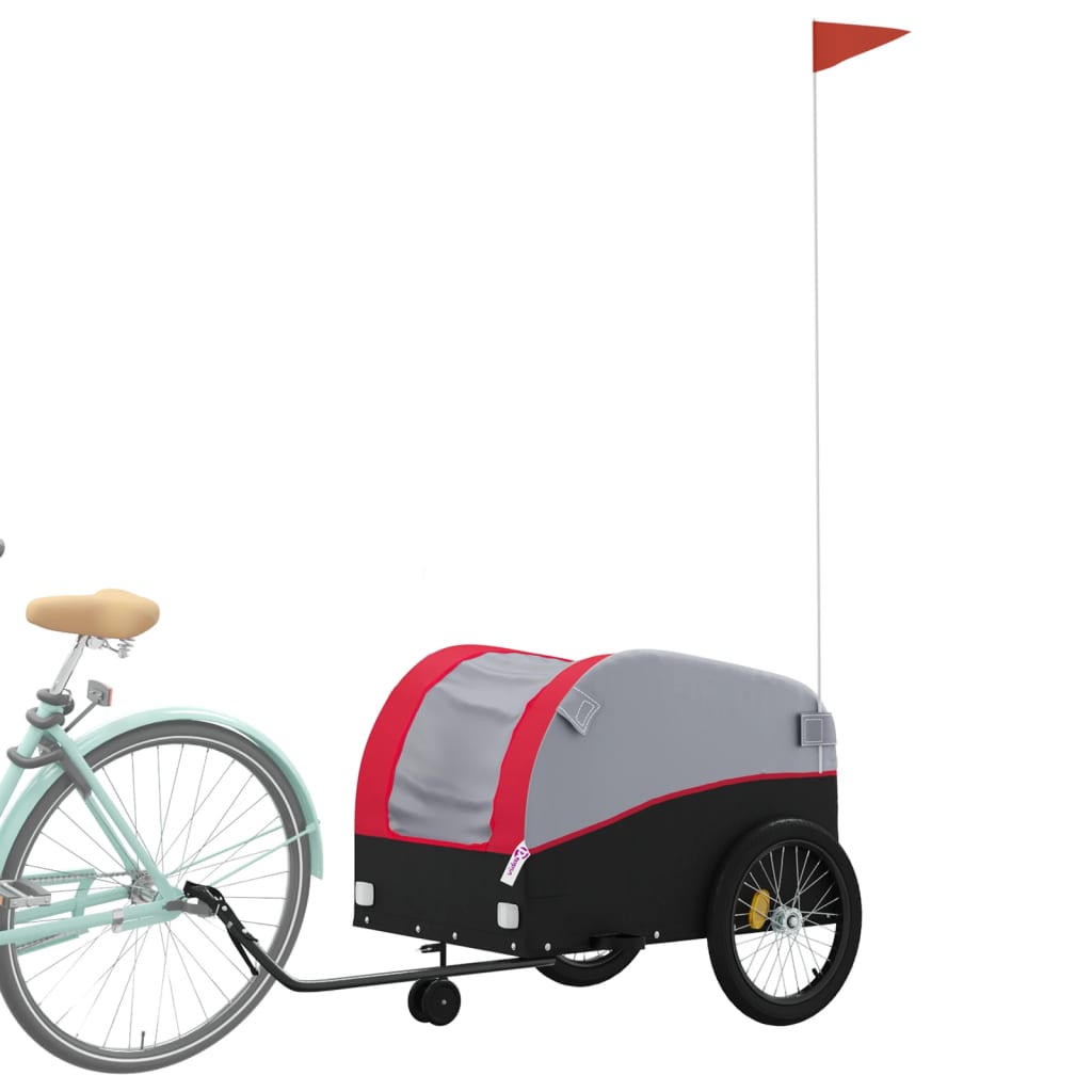 vidaXL Przyczepka rowerowa, czarno-czerwona, 45 kg, żelazo