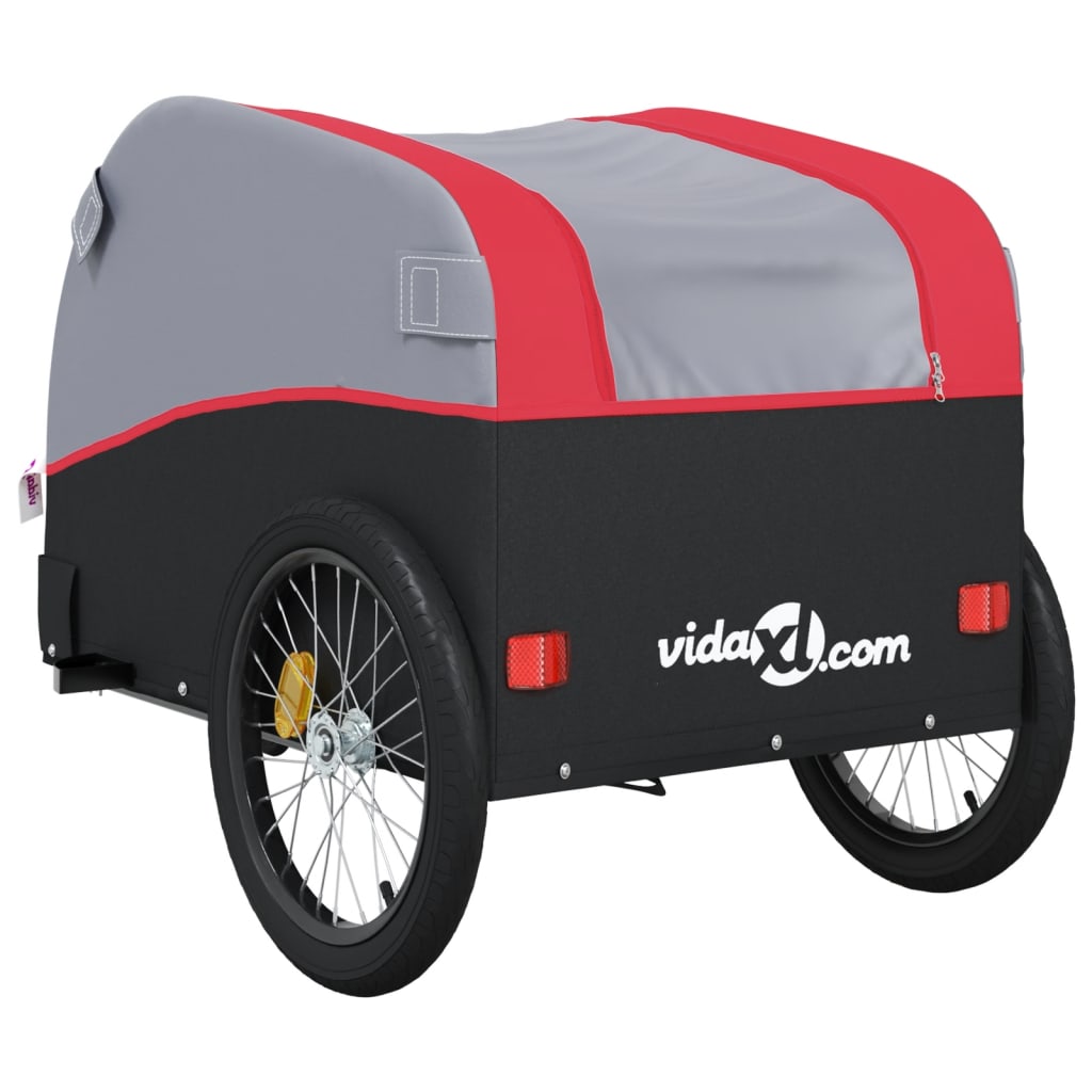 vidaXL Przyczepka rowerowa, czarno-czerwona, 45 kg, żelazo