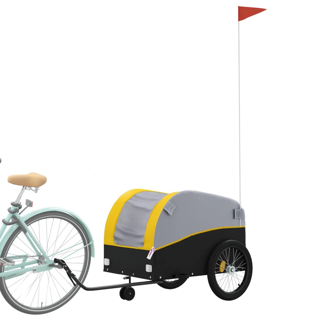 vidaXL Przyczepka rowerowa, czarno-żółta, 45 kg, żelazo